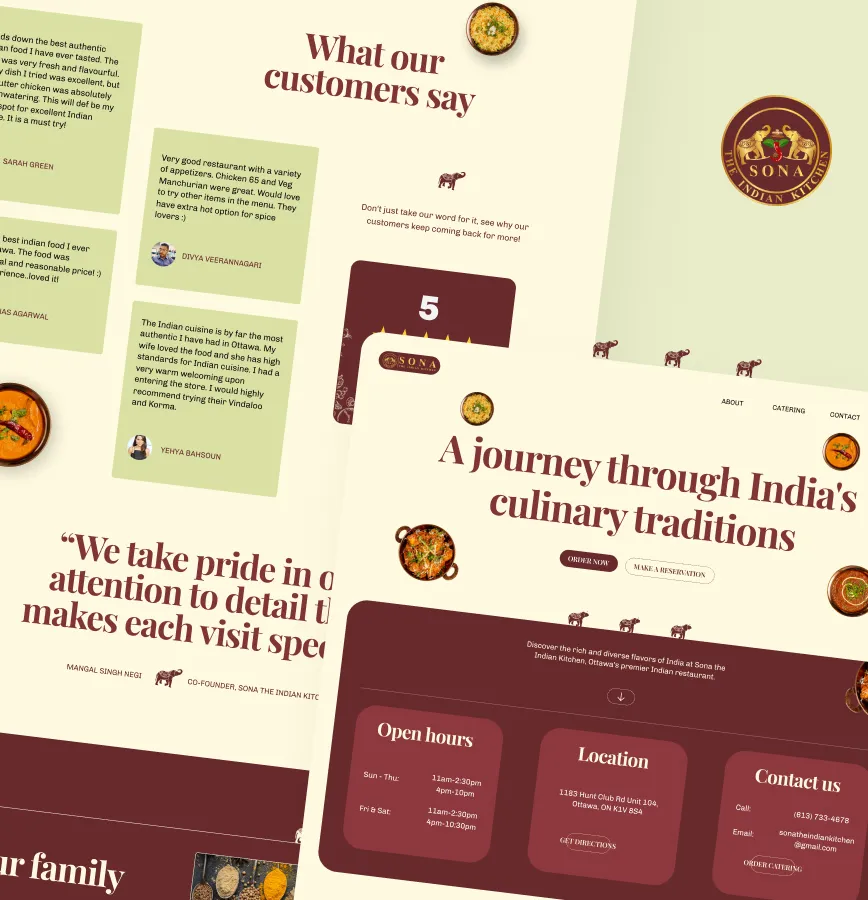Sona the Indian Kitchen's website snapshot